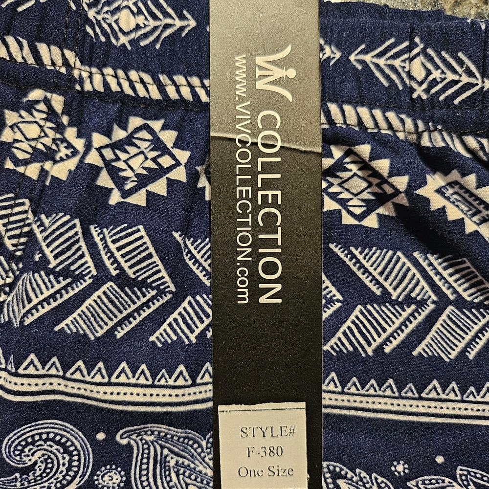 Blue and White Patterned Pants by W Collection